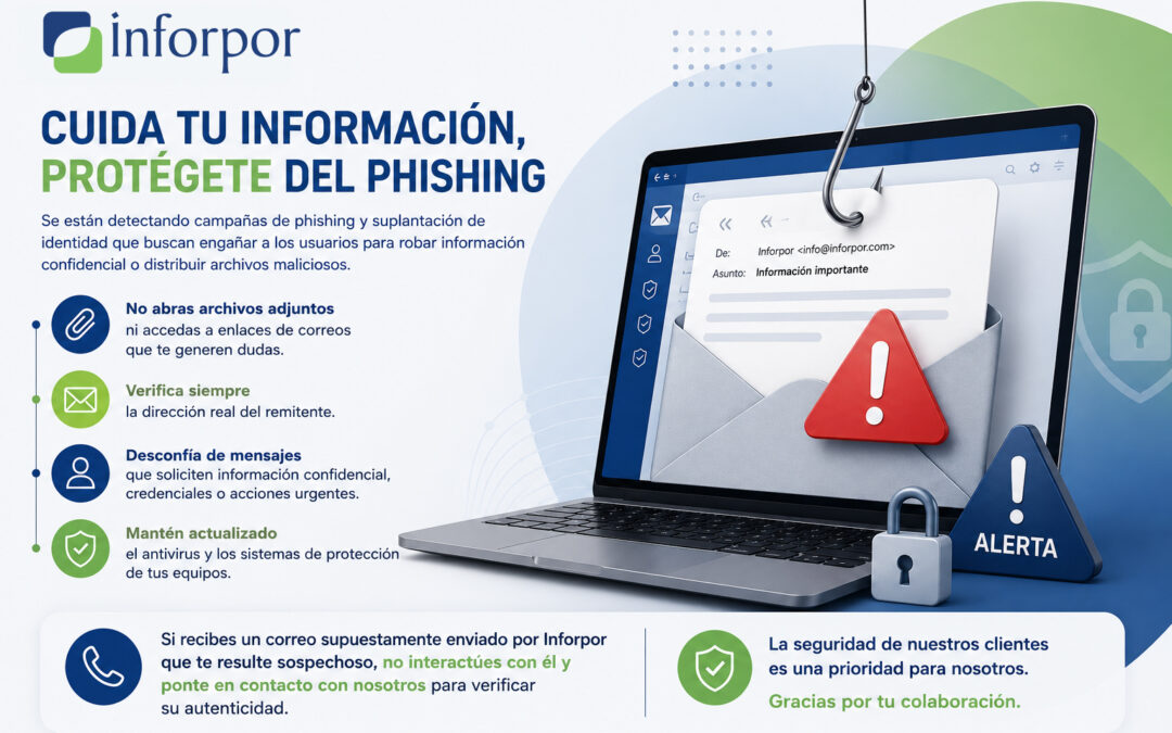 Inforpor alerta sobre campañas de phishing y suplantación de identidad en correos electrónicos